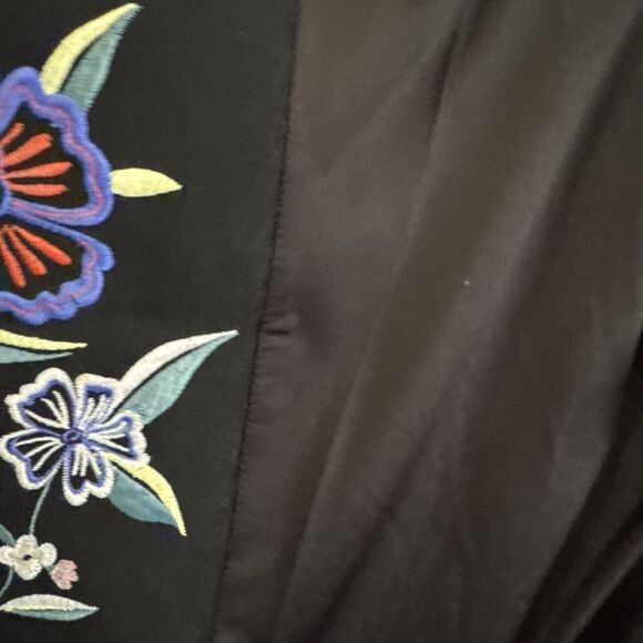 Double Zero Black Legging Pants Floral Embroidery M/L - Picture 5 of 6